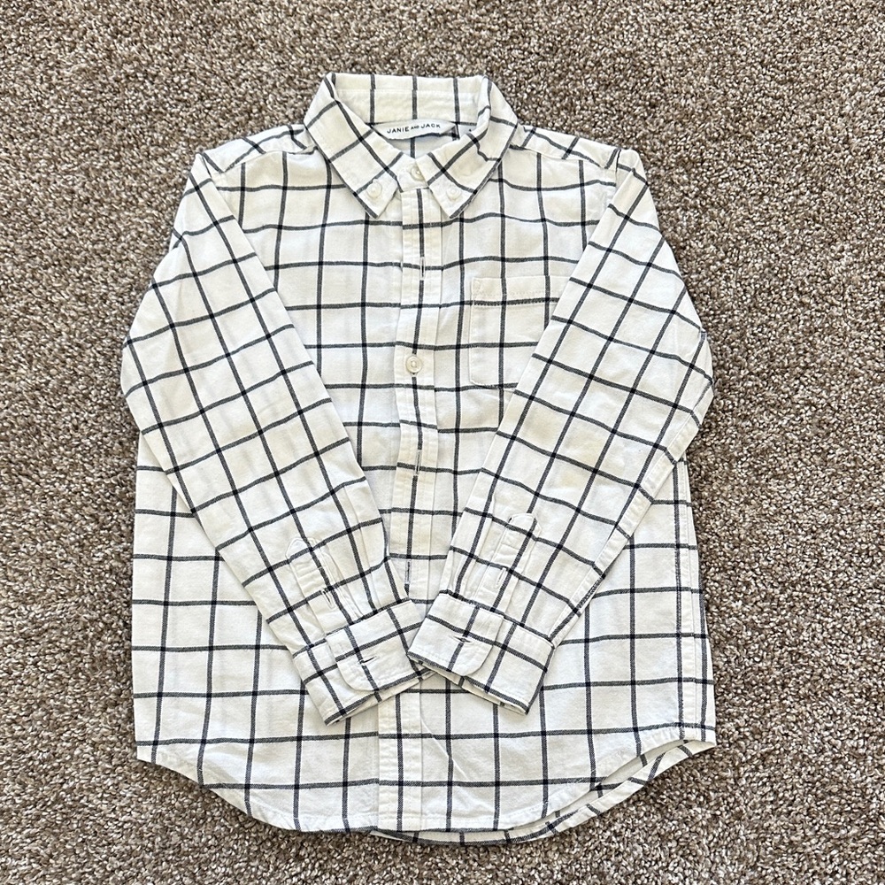 Janie and Jack White and Black Checkered Button Down Shirt